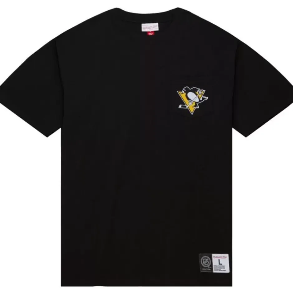 Men Mitchell & Ness T-Shirts & Tops-Premium Pocket Tee Pittsburgh Penguins