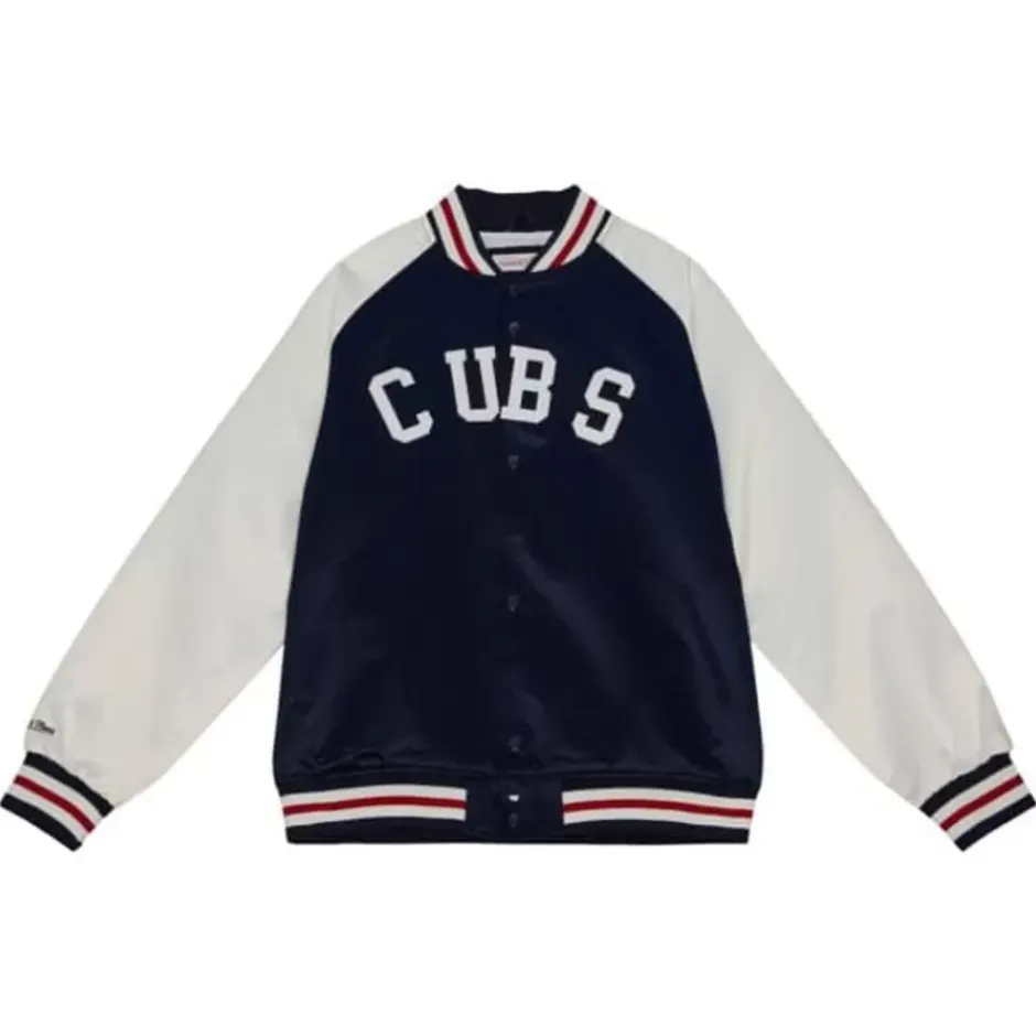 Men Mitchell & Ness Jackets & Outerwear-Primetime Lightweight Satin Jacket Chicago Cubs