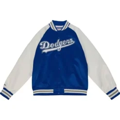 Men Mitchell & Ness Jackets & Outerwear-Primetime Lightweight Satin Jacket Los Angeles Dodgers