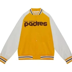 Men Mitchell & Ness Jackets & Outerwear-Primetime Lightweight Satin Jacket San Diego Padres