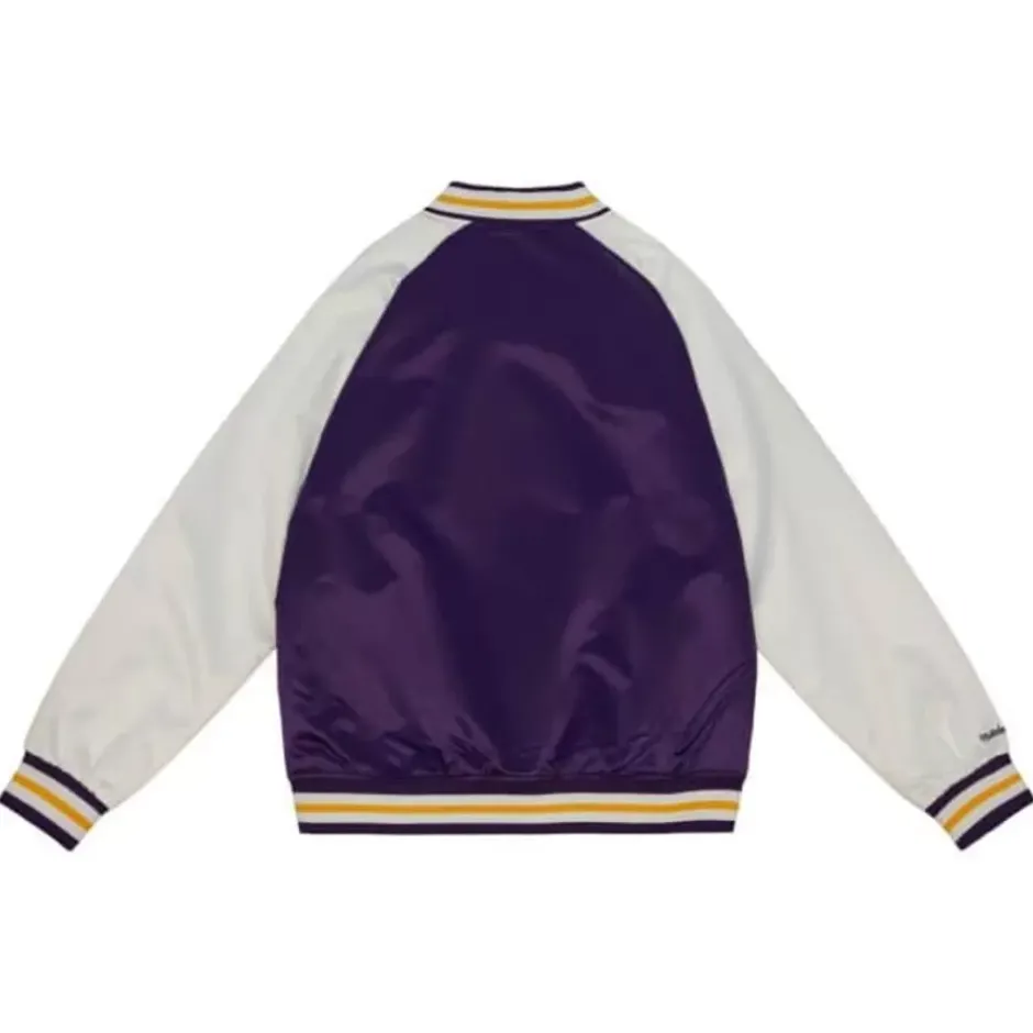 Men Mitchell & Ness Jackets & Outerwear-Primetime Lightweight Satin Jacket Los Angeles Lakers