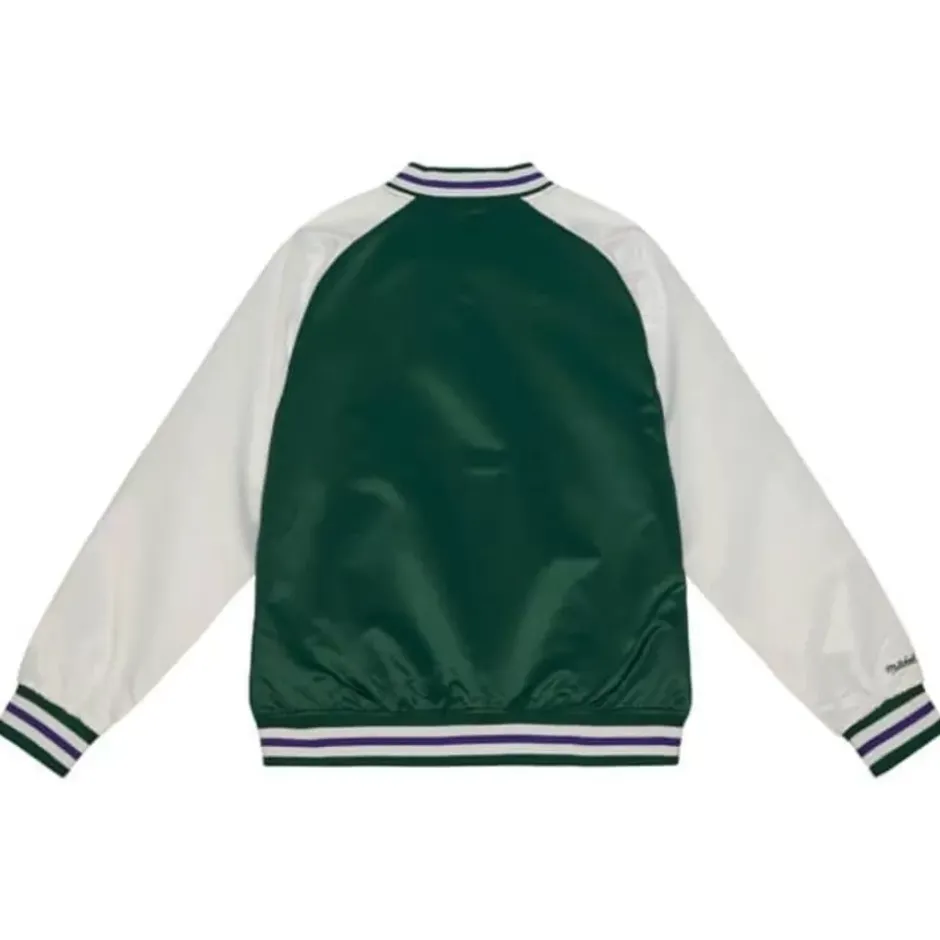Men Mitchell & Ness Jackets & Outerwear-Primetime Lightweight Satin Jacket Milwaukee Bucks