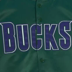 Men Mitchell & Ness Jackets & Outerwear-Primetime Lightweight Satin Jacket Milwaukee Bucks