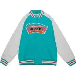 Men Mitchell & Ness Jackets & Outerwear-Primetime Lightweight Satin Jacket San Antonio Spurs
