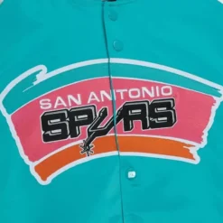 Men Mitchell & Ness Jackets & Outerwear-Primetime Lightweight Satin Jacket San Antonio Spurs