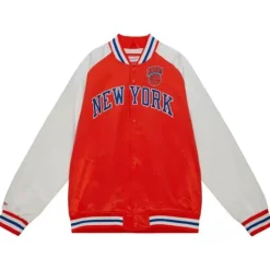 Men Mitchell & Ness Jackets & Outerwear-Primetime Lightweight Satin Jacket New York Knicks