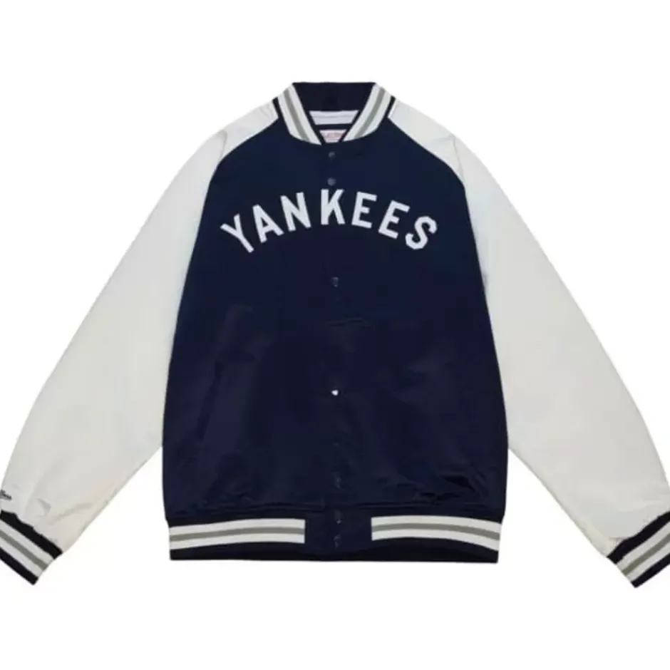 Men Mitchell & Ness Jackets & Outerwear-Primetime Lightweight Satin Jacket New York Yankees