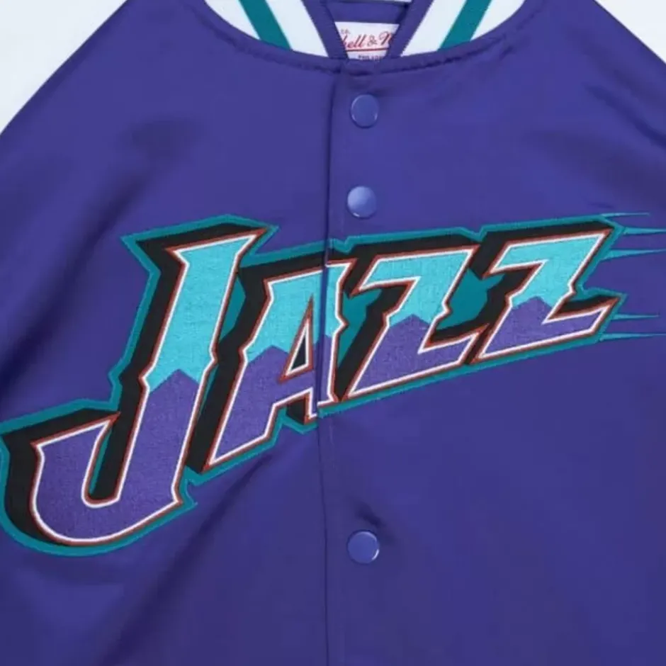 Men Mitchell & Ness Jackets & Outerwear-Primetime Lw Satin Jacket Utah Jazz