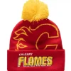 Mitchell & Ness Knit-Punch Out Pom Knit Calgary Flames