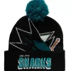 Mitchell & Ness Knit-Punch Out Pom Knit San Jose Sharks