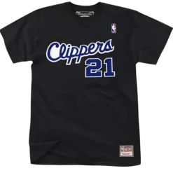 Men Mitchell & Ness T-Shirts & Tops-Reload 2.0 Name & Number Tee Los Angeles Clippers Darius Miles
