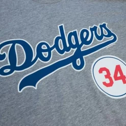 Men Mitchell & Ness T-Shirts & Tops-Retired Number Tee Los Angeles Dodgers Fernando Valenzuela