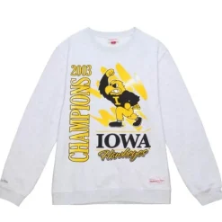 Men Mitchell & Ness Hoodies & Sweatshirts-Retro Brush Crew University Of Iowa