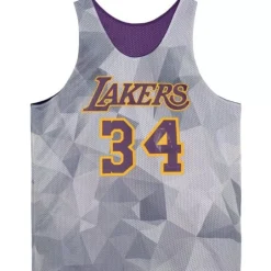 Men Mitchell & Ness T-Shirts & Tops-Reversible Mesh Tank Los Angeles Lakers Shaquille O'Neal
