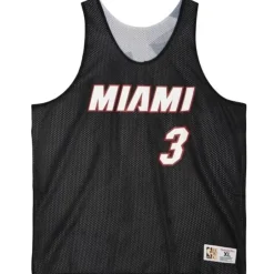 Men Mitchell & Ness T-Shirts & Tops-Reversible Mesh Tank Miami Heat Dwyane Wade