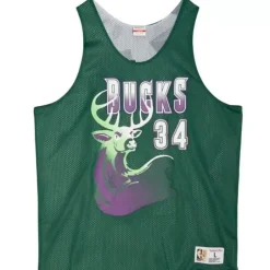 Men Mitchell & Ness T-Shirts & Tops-Reversible Mesh Tank Milwaukee Bucks Ray Allen