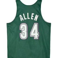 Men Mitchell & Ness T-Shirts & Tops-Reversible Mesh Tank Milwaukee Bucks Ray Allen
