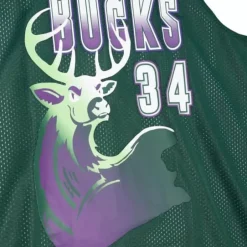 Men Mitchell & Ness T-Shirts & Tops-Reversible Mesh Tank Milwaukee Bucks Ray Allen