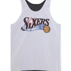 Men Mitchell & Ness T-Shirts & Tops-Reversible Mesh Tank Philadelphia 76Ers