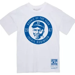 Men Mitchell & Ness T-Shirts & Tops-Rookie Tee Los Angeles Dodgers Jackie Robinson
