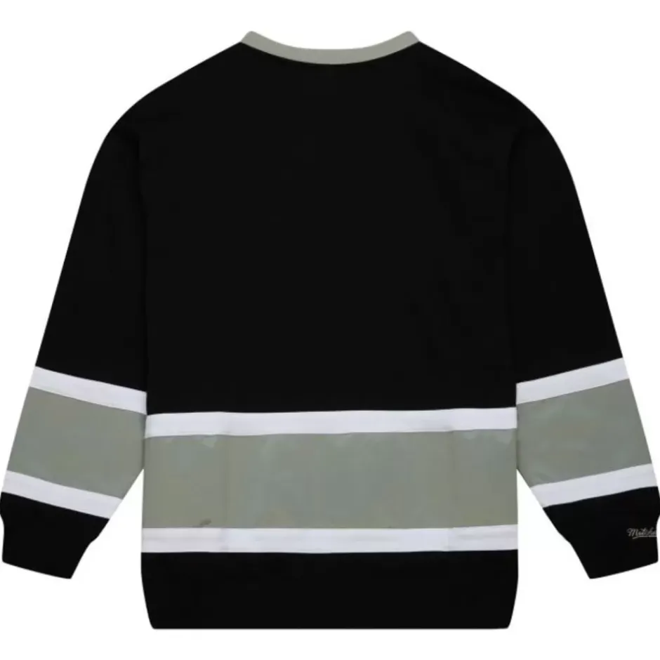 Men Mitchell & Ness Hoodies & Sweatshirts-Satin Insert Fleece Crew Oakland Raiders