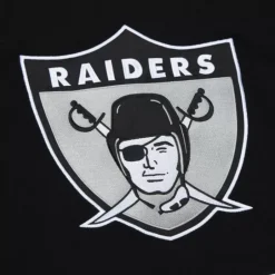 Men Mitchell & Ness Hoodies & Sweatshirts-Satin Insert Fleece Crew Oakland Raiders