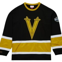 Men Mitchell & Ness Hoodies & Sweatshirts-Satin Insert Fleece Crew Current Logo Vegas Golden Knights