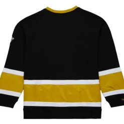 Men Mitchell & Ness Hoodies & Sweatshirts-Satin Insert Fleece Crew Current Logo Vegas Golden Knights
