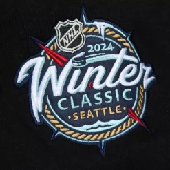 Men Mitchell & Ness Hoodies & Sweatshirts-Satin Insert Fleece Crew Current Logo Vegas Golden Knights