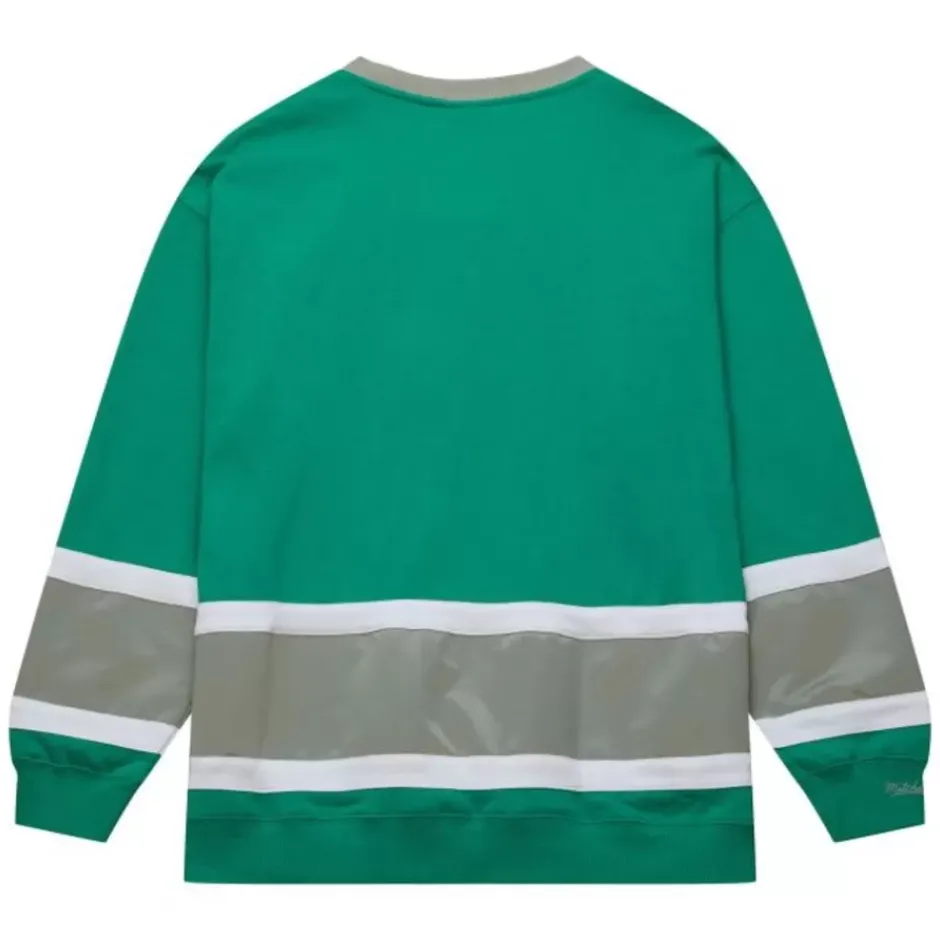 Men Mitchell & Ness Hoodies & Sweatshirts-Satin Insert Fleece Crew Philadelphia Eagles