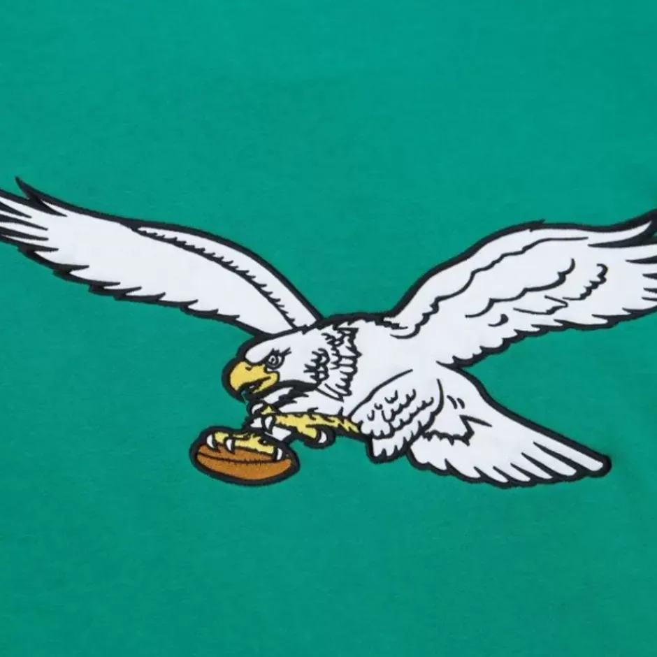 Men Mitchell & Ness Hoodies & Sweatshirts-Satin Insert Fleece Crew Philadelphia Eagles