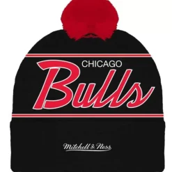 Mitchell & Ness Knit-Script Pom Beanie Hwc Chicago Bulls
