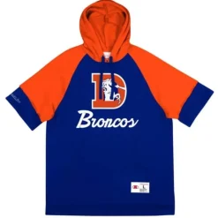 Men Mitchell & Ness Hoodies & Sweatshirts-Shortsleeve Fleece Hoodie Denver Broncos
