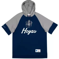 Men Mitchell & Ness Hoodies & Sweatshirts-Shortsleeve Fleece Hoodie Georgetown University
