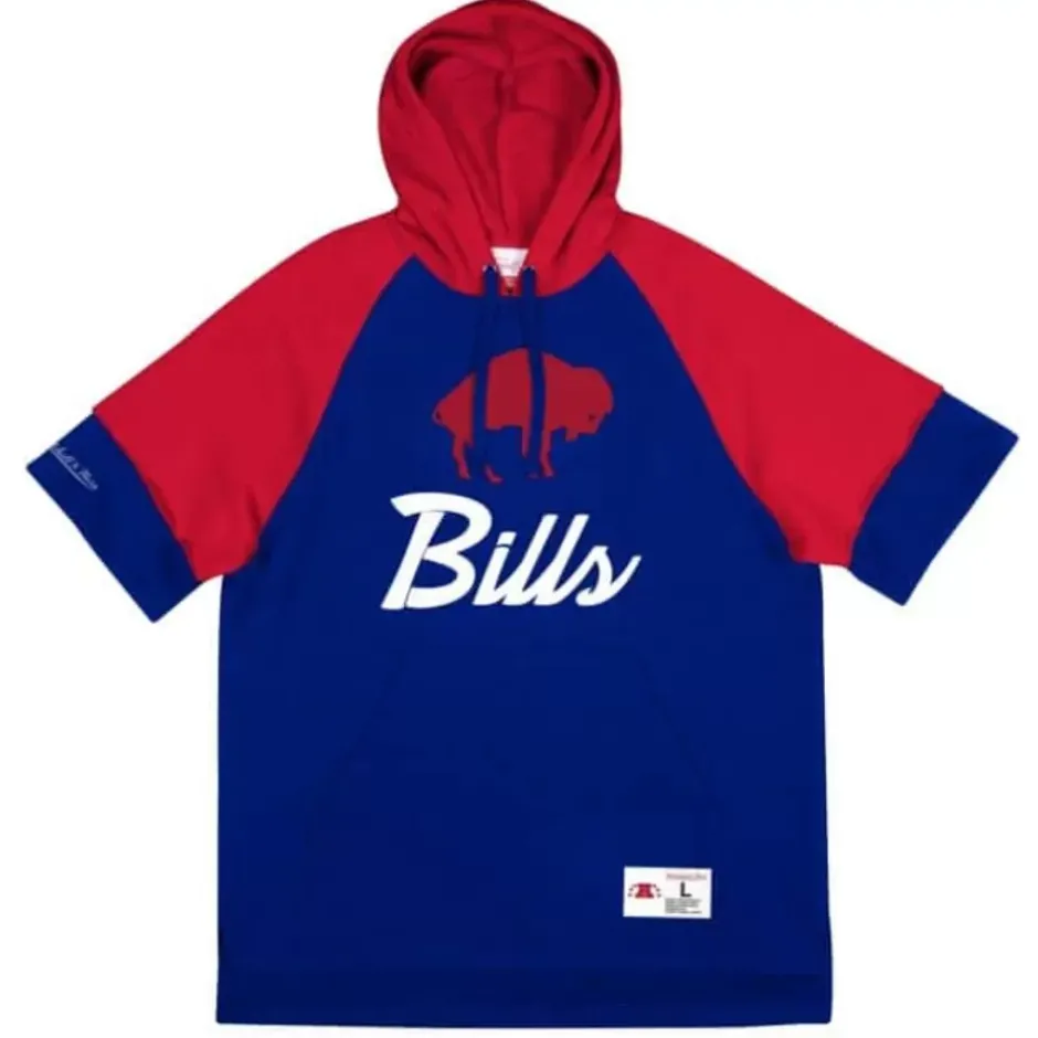 Men Mitchell & Ness Hoodies & Sweatshirts-Shortsleeve Fleece Hoodie Buffalo Bills