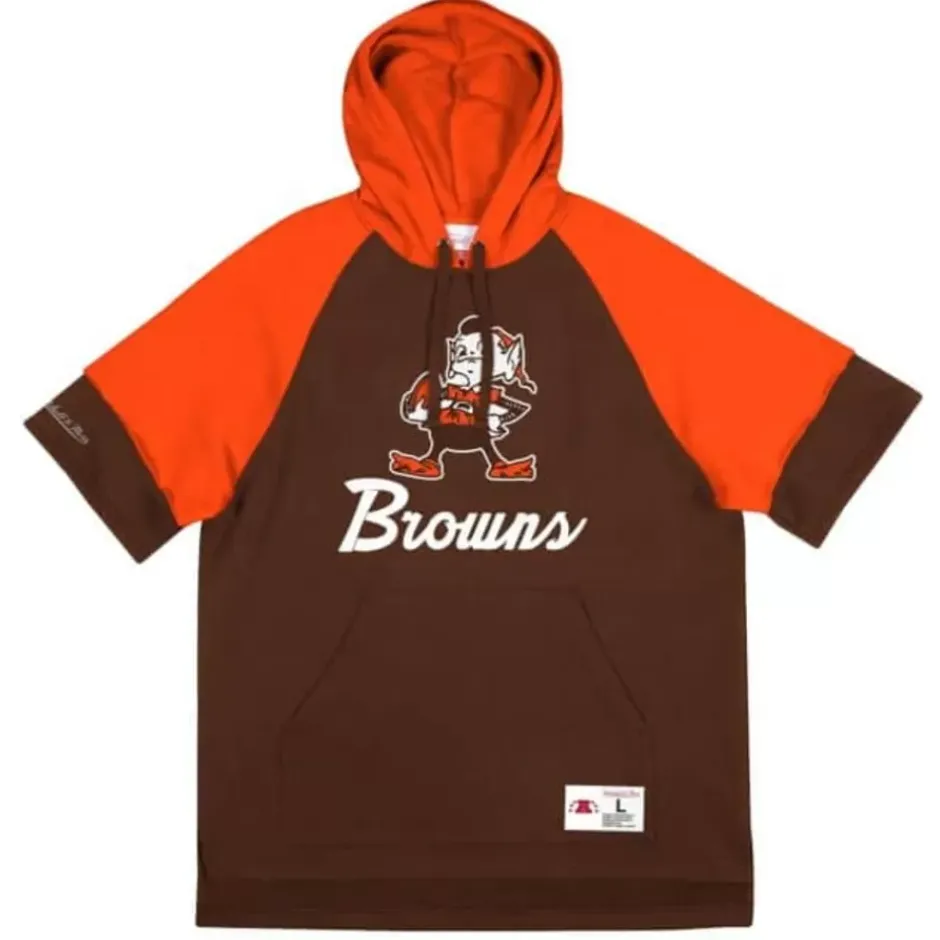 Men Mitchell & Ness Hoodies & Sweatshirts-Shortsleeve Fleece Hoodie Cleveland Browns