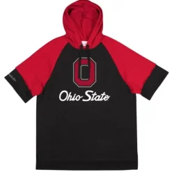 Men Mitchell & Ness Hoodies & Sweatshirts-Shortsleeve Fleece Hoodie Ohio State