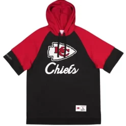 Men Mitchell & Ness Hoodies & Sweatshirts-Shortsleeve Fleece Hoodie Kansas City Chiefs
