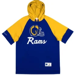 Men Mitchell & Ness Hoodies & Sweatshirts-Shortsleeve Fleece Hoodie Los Angeles Rams