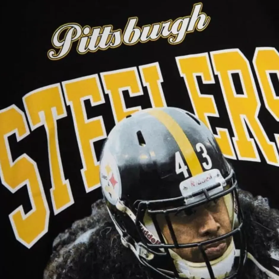 Men Mitchell & Ness T-Shirts & Tops-Sideline Name & Number Tee Pittsburgh Steelers 1914 Troy Polamalu