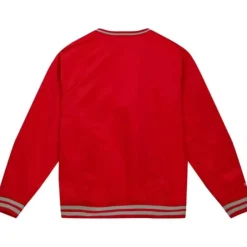 Men Mitchell & Ness Jackets & Outerwear-Sideline Pullover Satin Jacket Ohio State