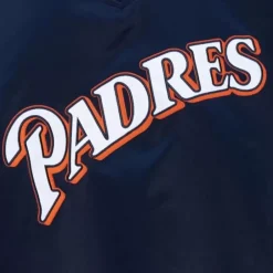 Men Mitchell & Ness Jackets & Outerwear-Sideline Pullover Satin Jacket San Diego Padres