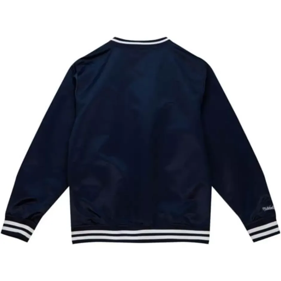 Men Mitchell & Ness Jackets & Outerwear-Sideline Pullover Satin Jacket New York Yankees
