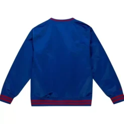 Men Mitchell & Ness Jackets & Outerwear-Sideline Pullover Satin Jacket Atlanta Braves