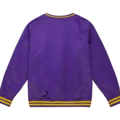 Men Mitchell & Ness Jackets & Outerwear-Sideline Pullover Satin Jacket Louisiana State University