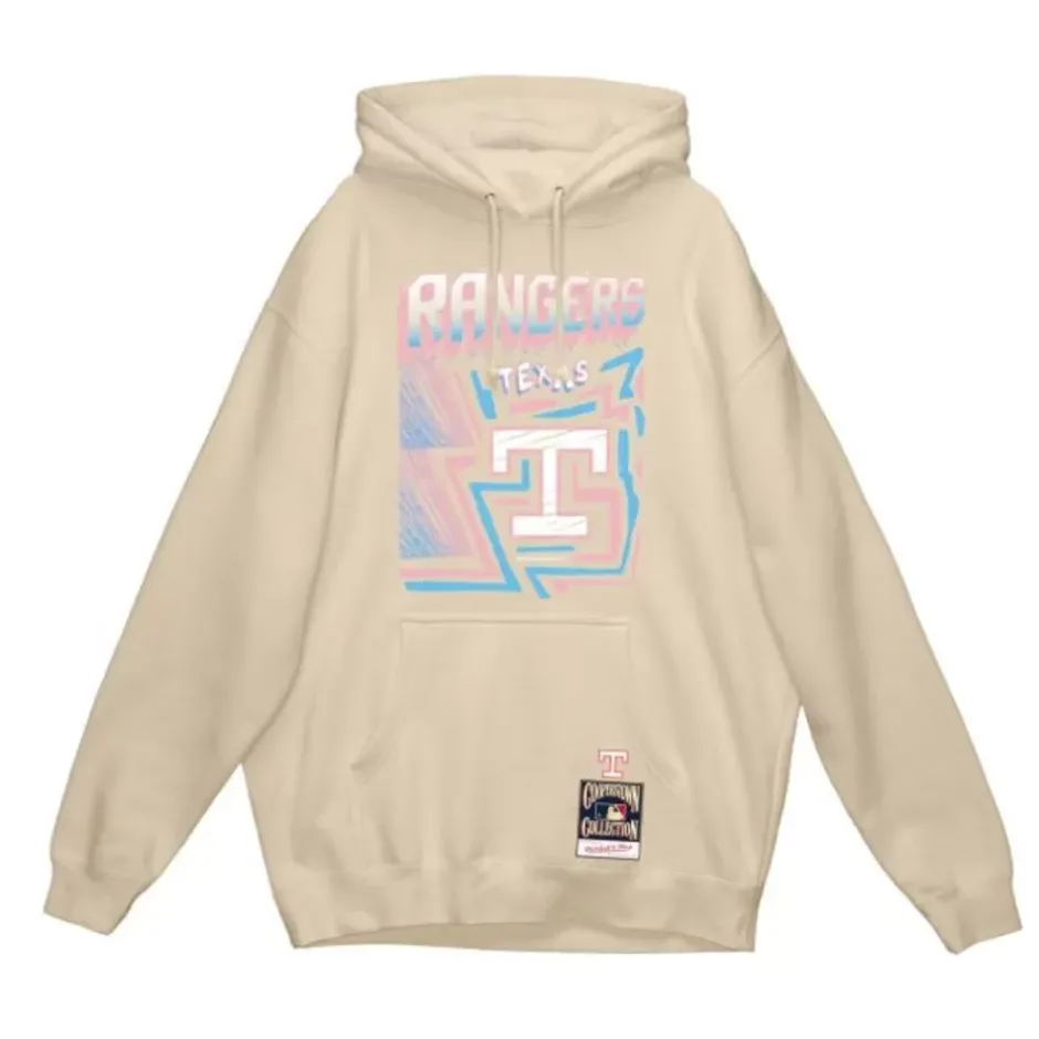 Men Mitchell & Ness Hoodies & Sweatshirts-Sidewalk Sketch Hoodie Texas Rangers