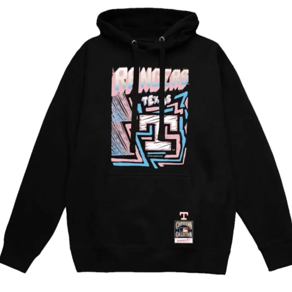 Men Mitchell & Ness Hoodies & Sweatshirts-Sidewalk Sketch Hoodie Texas Rangers