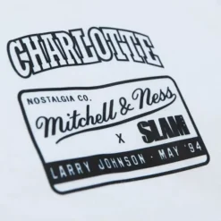 Men Mitchell & Ness T-Shirts & Tops-Slam Cover Charlotte Hornets Larry Johnson