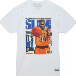 Men Mitchell & Ness T-Shirts & Tops-Slam Cover Los Angeles Lakers Shaquille O'Neal