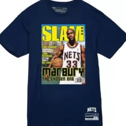 Men Mitchell & Ness T-Shirts & Tops-Slam Cover New Jersey Nets Stephon Marbury